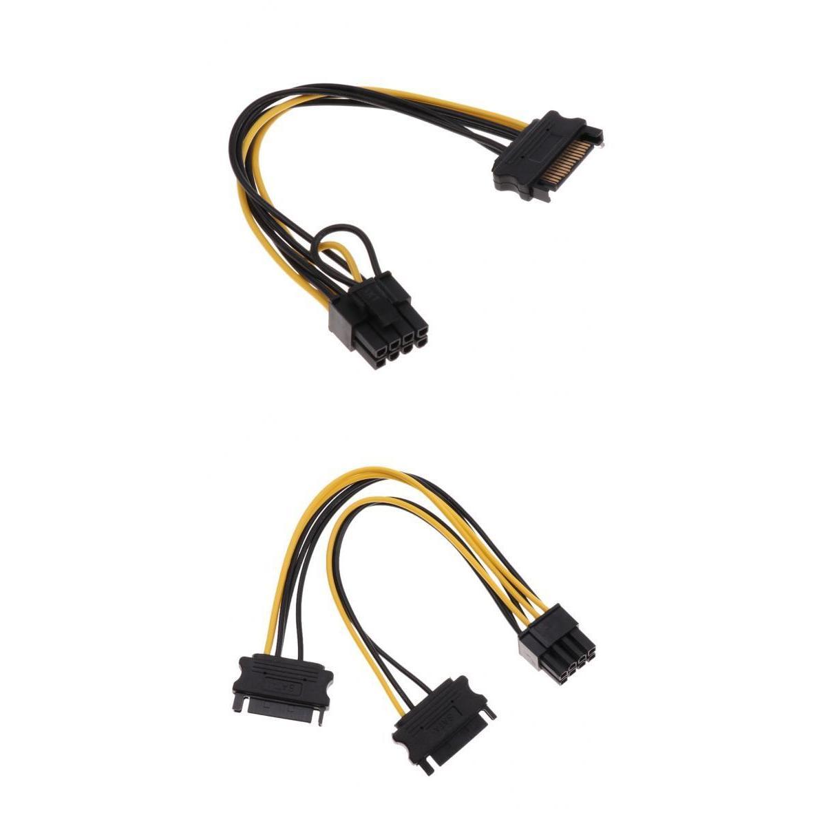Dual SATA 15P Male To 8P+SATA 15p to p PCI-E Express Cable Adapter