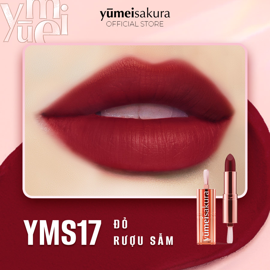 Son Thỏi Lì Mịn Chotto Matte Yumeisakura Đỏ Rượu Sẫm Burgundy Red Lipstick YMS17 3.5g