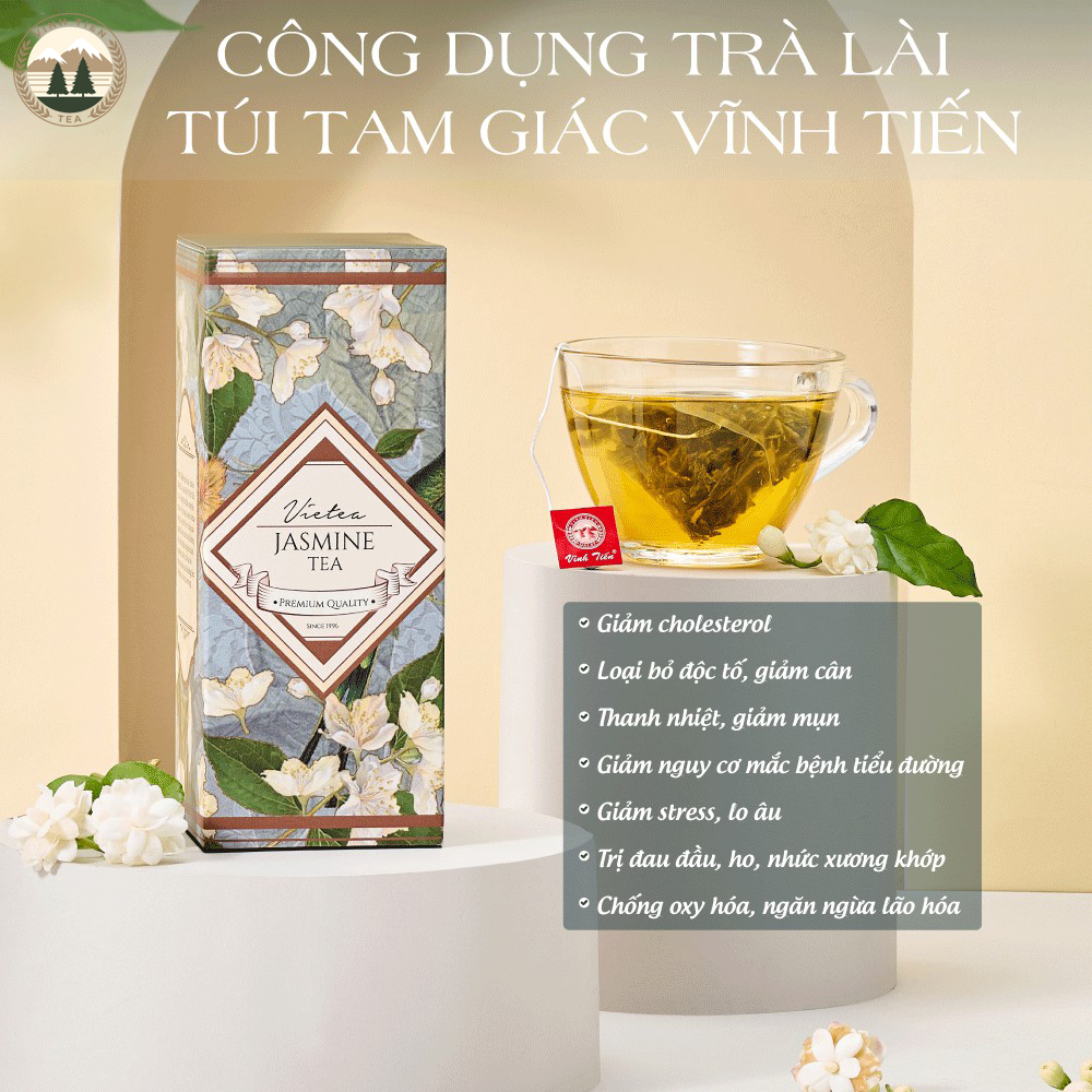 Trà Lài Túi Tam Giác Vĩnh Tiến - Hỗ Trợ Tiêu Hóa, Giảm Cân, Thanh Nhiệt, Chống Oxy Hóa