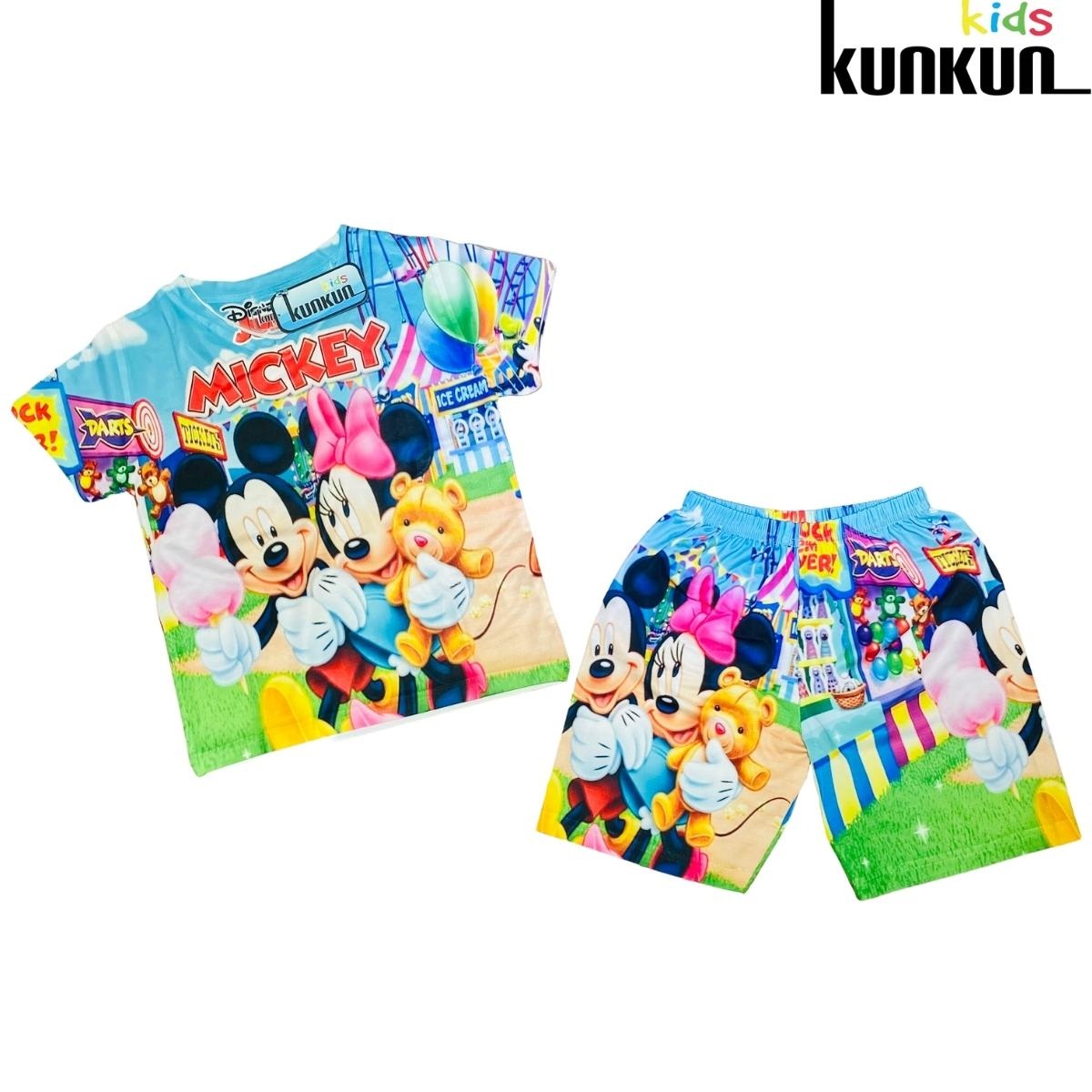 Đồ bộ thun in 3D cho bé gái hình Mickey Đáng Yêu