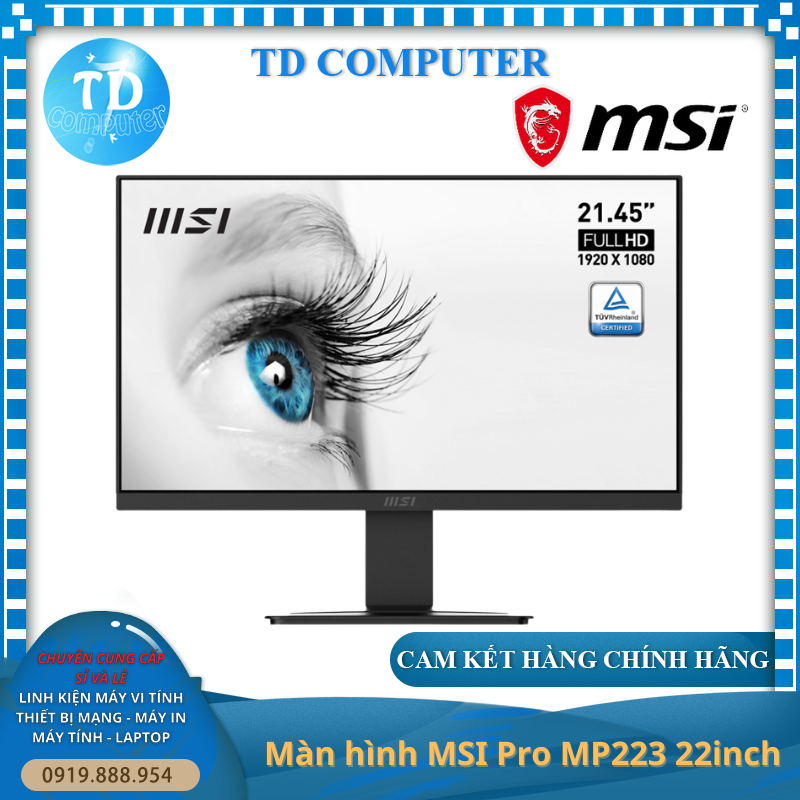 Màn hình vi tính MSI Pro MP223 ~ 22inch (21.45&quot; Full HD VA,100Hz, HDMI + VGA) - Hàng chính hãng DGW phân phối