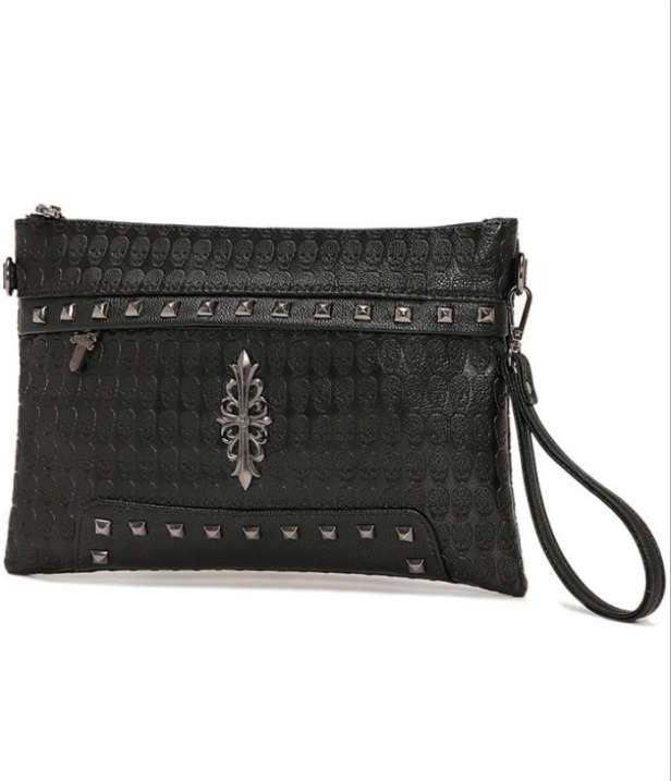 Men's Trend Studded Clutch PU Leather - Black
