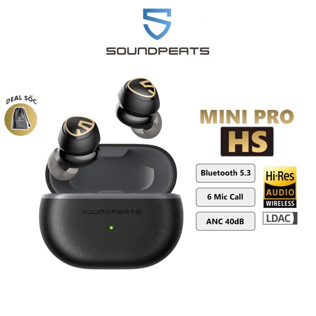 Tai Nghe True Wireless SoundPEATS Mini Pro HS, Chống ồn ANC 40dB, 6 Mic Clear Call, Bluetooth 5.3 - Hàng Chính Hãng