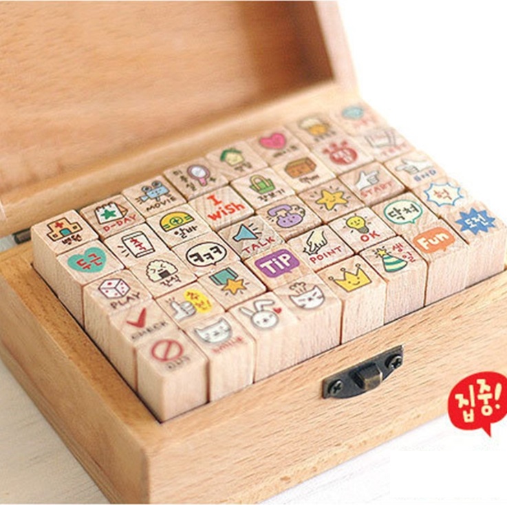 Bộ 40 con dấu gỗ trang trí