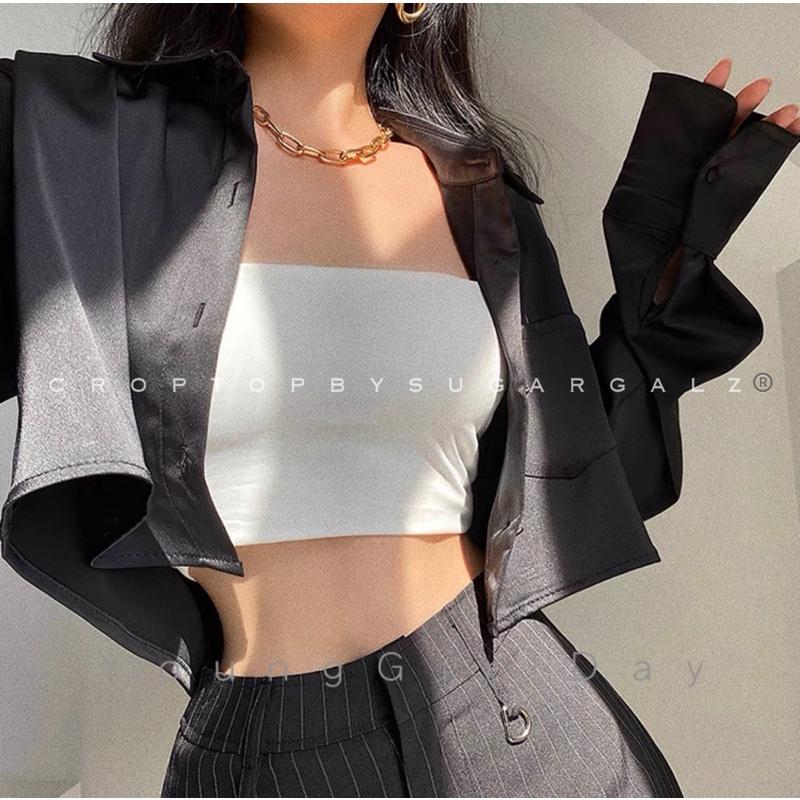 Áo croptop sơ mi lụa mở khuy - by SGGz