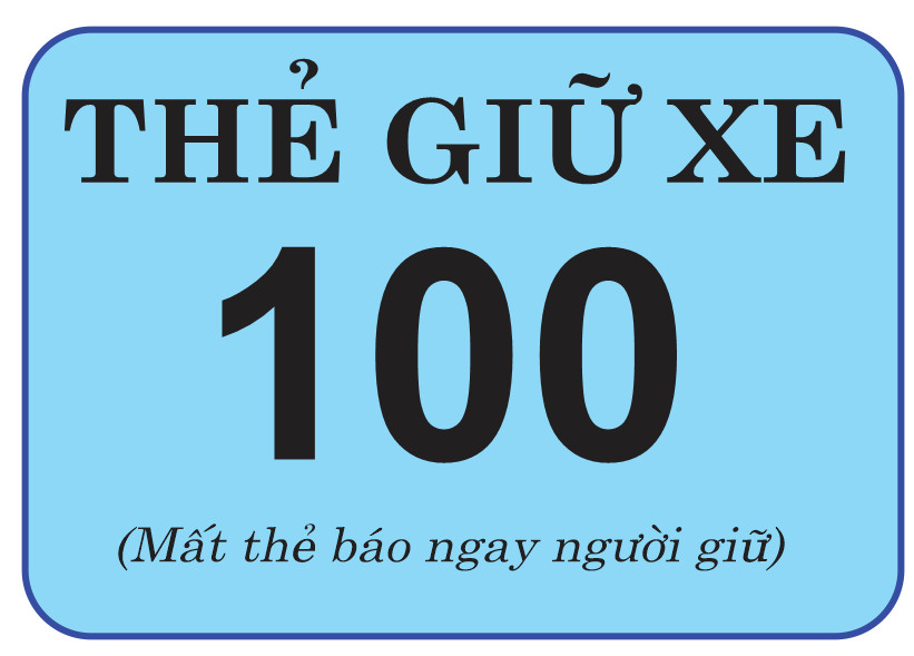 100 thẻ giữ xe , in số, không in thông tin, ép plastic giao màu ngẫu nhiên