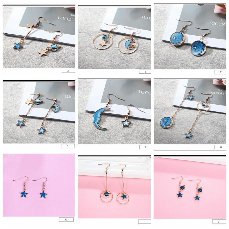 Bông tai hợp kim hình mặt trăng / ngôi sao xinh xắn