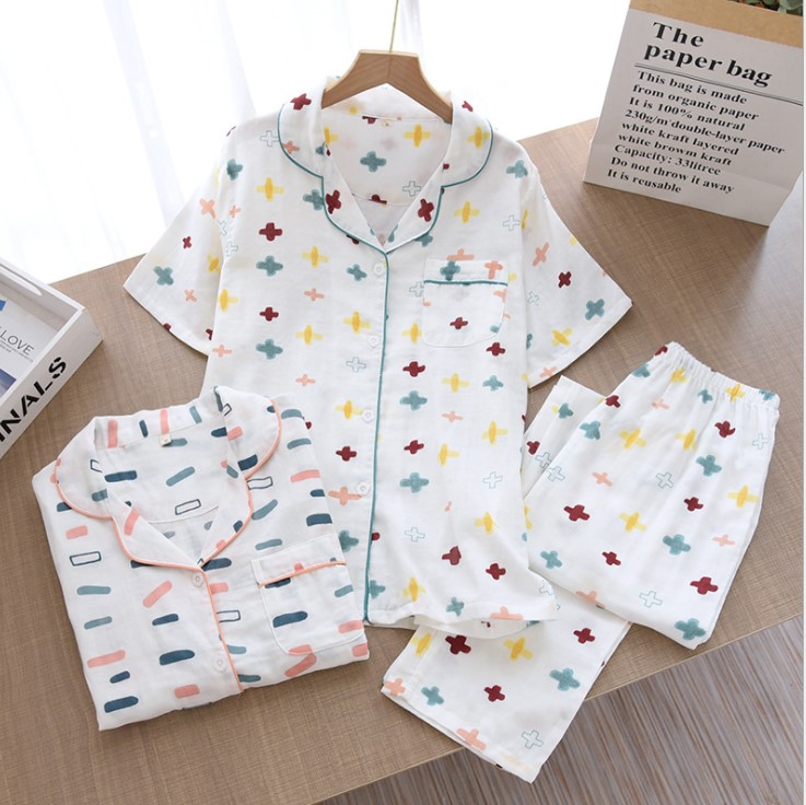 Pijama sau sinh thô đũi, đồ bộ mặc nhà ngắn tay mặc hè cực mát Azuno AZ2990