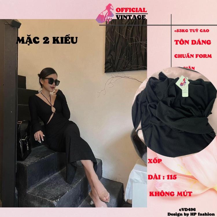 Đầm body nữ, váy dáng dài sang chảnh tôn dáng màu đen VD495