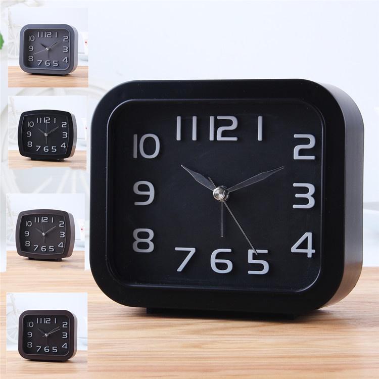 Đồng hồ để bàn, báo thức chuông to hình vuông tối giản