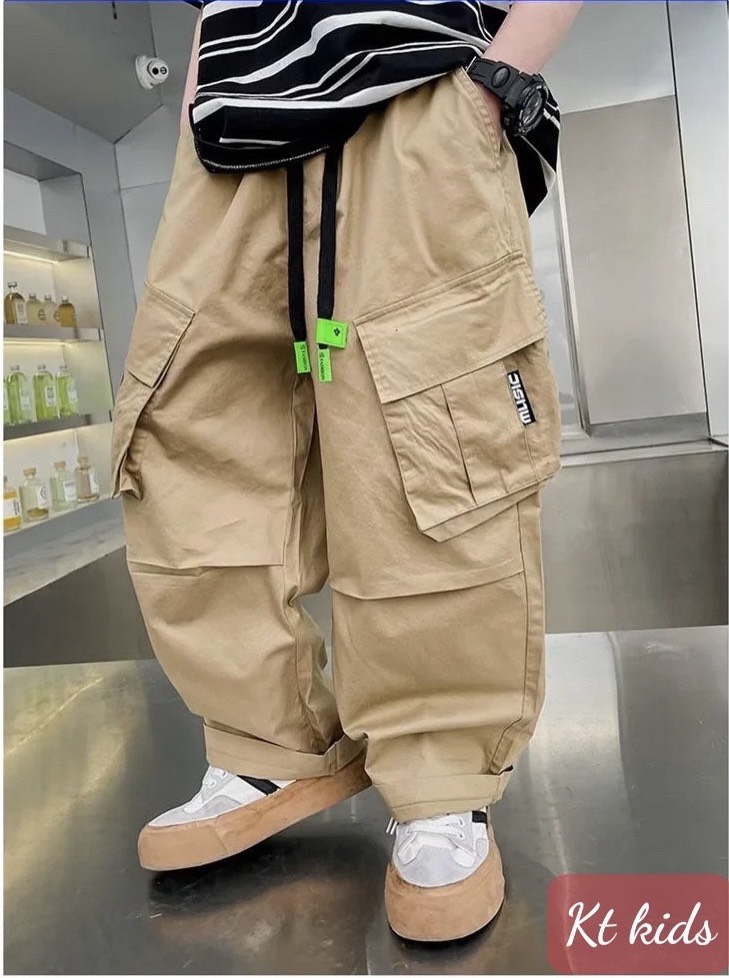 Quần túi hộp Jogger cho bé gái bé trai phối đồ đi chơi phong cách size 13-65kg chất kaki mềm mại