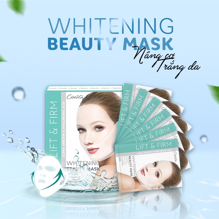 Mặt nạ trắng da Nâng cơ Tạo hình Vline Cenota Whitening Beauty Mask Hộp 6 Miếng