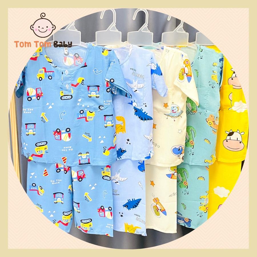 Bộ Quần áo Tole lanh Bé Trai | Mẫu Tay Ngắn,Quần Dài cài 2 nút trước |Size 2 -12 cho bé 7-35kg| Chất vải lanh loại 1