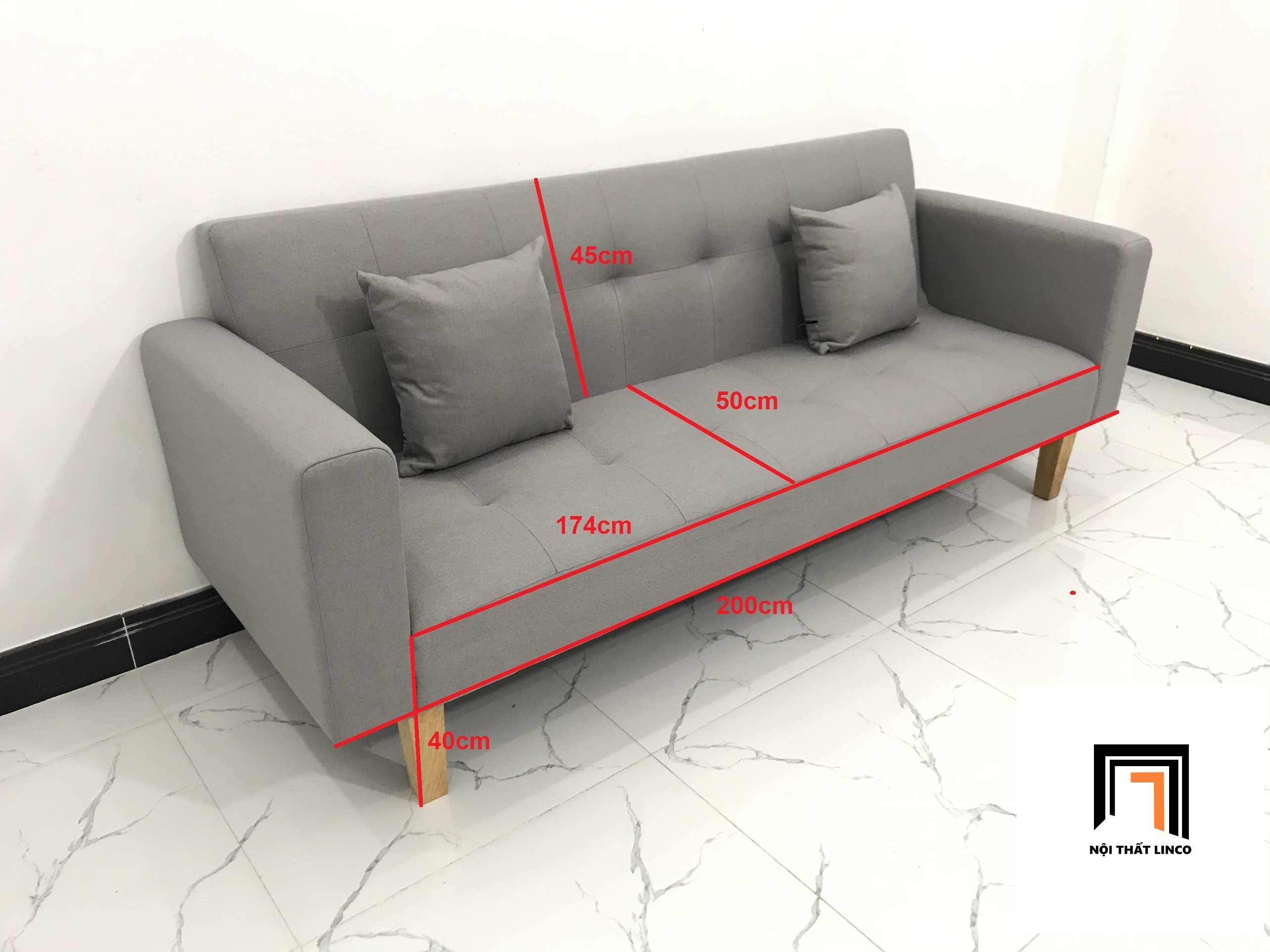 Ghế sofa giường thông minh TV xám ghi vải bố