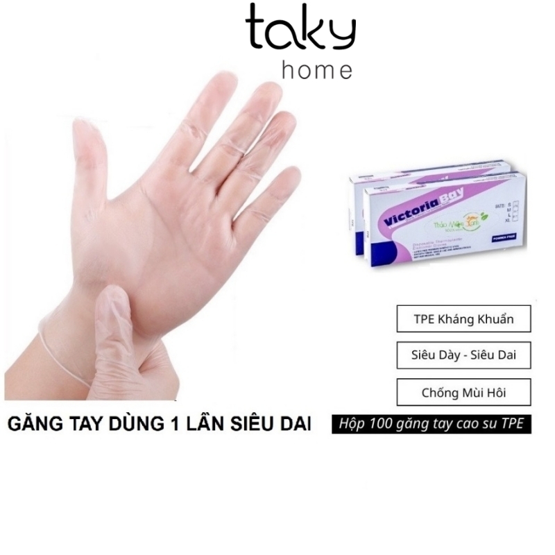 Hộp 100 Găng Tay Mỏng, Siêu Dai, Dùng 1 Lần, Nấu Ăn - Làm Bếp - Vệ Sinh - Tiện Dụng Trong Nhà - TakyHome 5858