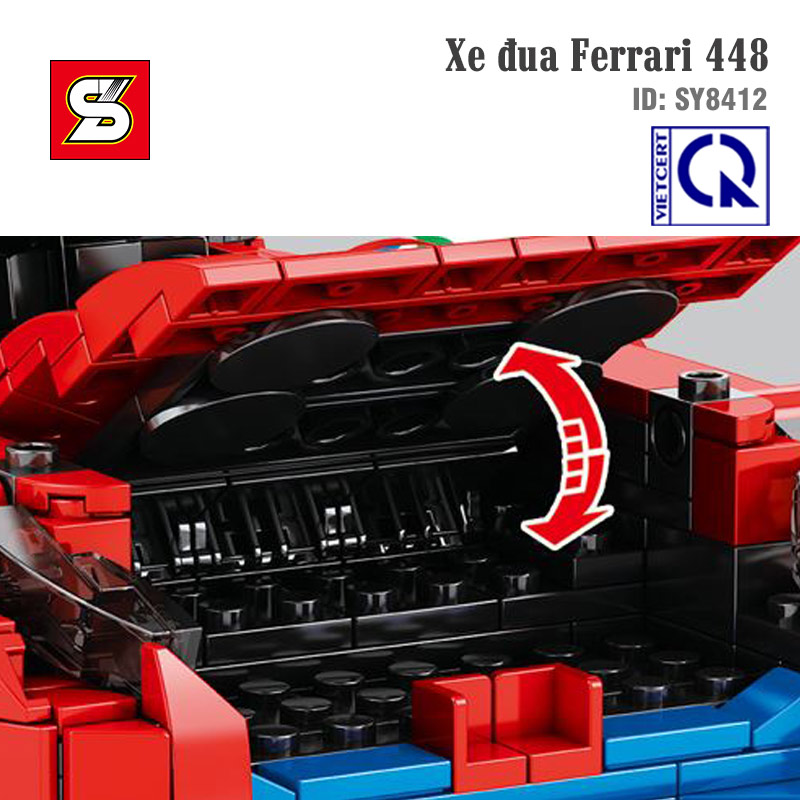 Đồ chơi lắp ráp mô hình xe kéo cót chạy đà Xe đua Ferrari 448 -  SY BLOCK SY8412