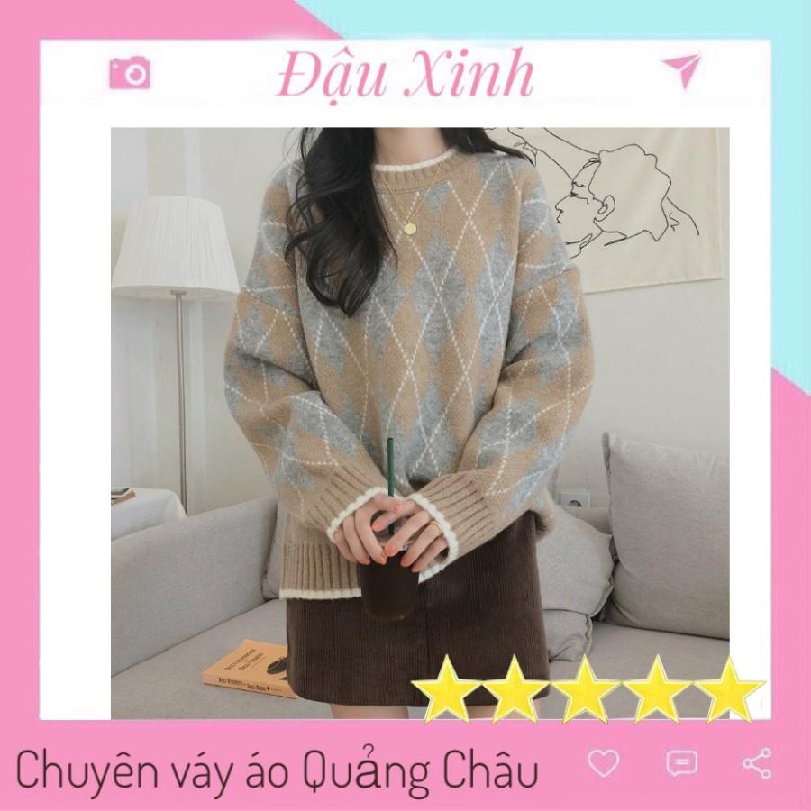 Áo len nữ kiểu dáng Hàn Quốc họa tiết thổ cẩm dài tay - 090