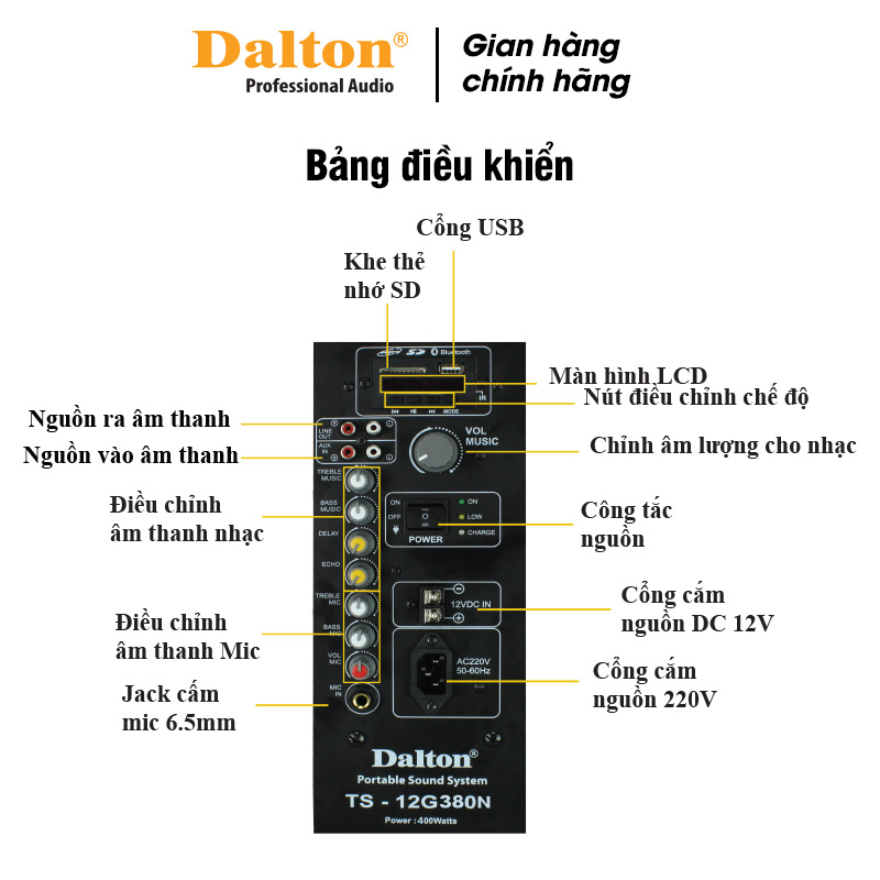 Loa kéo Dalton TS-12G380N - Hàng Chính Hãng
