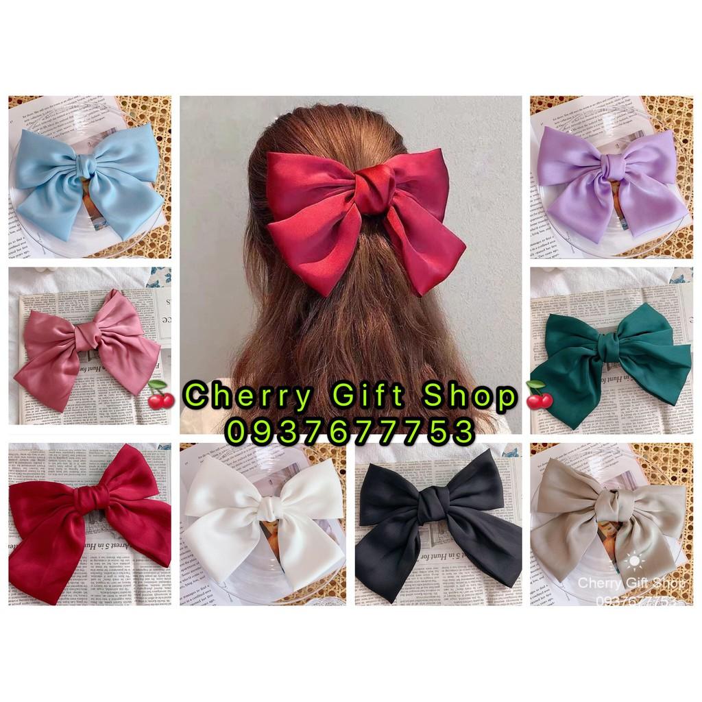 Kẹp Tóc Gắn Nơ Thắt Ruy Băng Vải Chiffon và Satin Mềm Mại Cỡ Lớn Kiểu Dáng Cổ Điển Cho Nữ