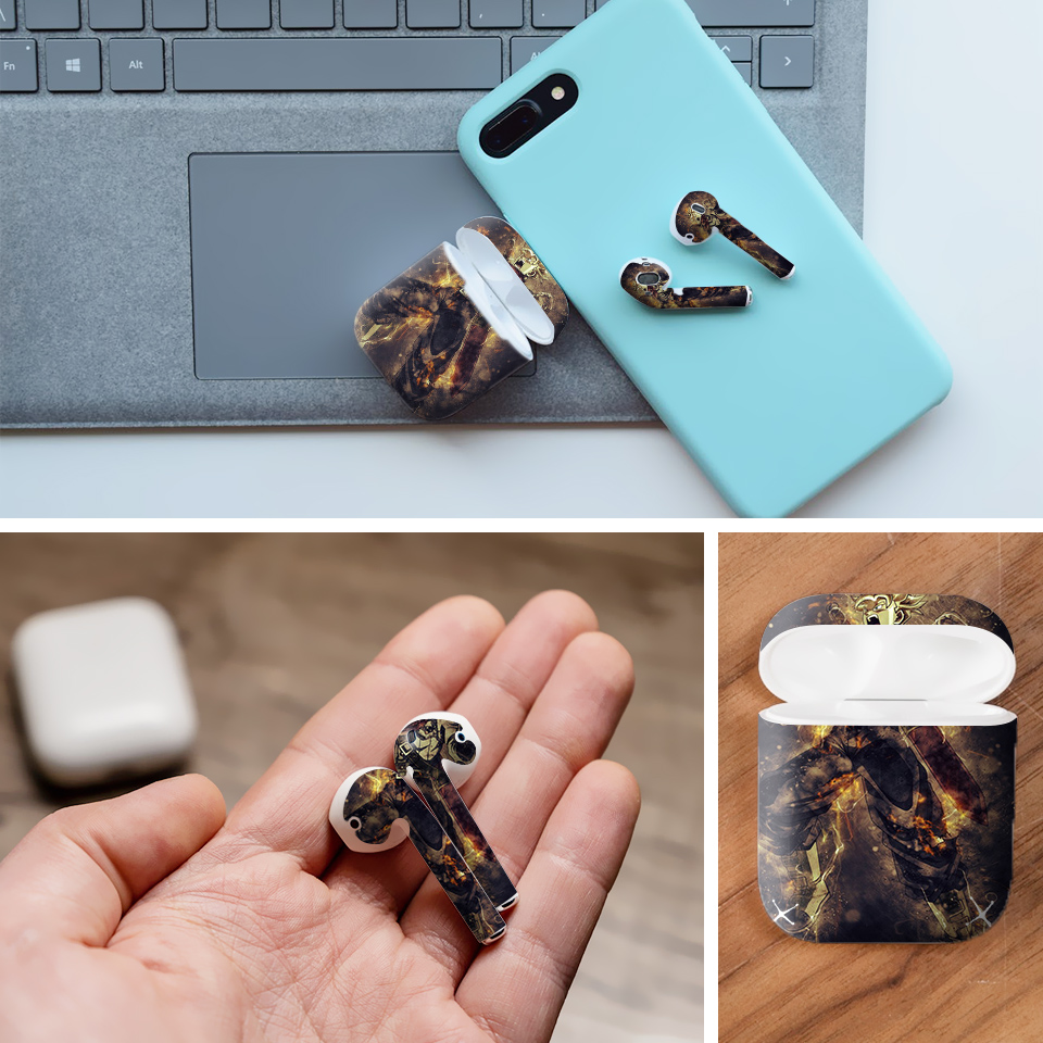 Miếng dán skin chống bẩn cho tai nghe AirPods in hình Dragon Ball - Trunks 2 - 7vnr89 (bản không dây 1 và 2)