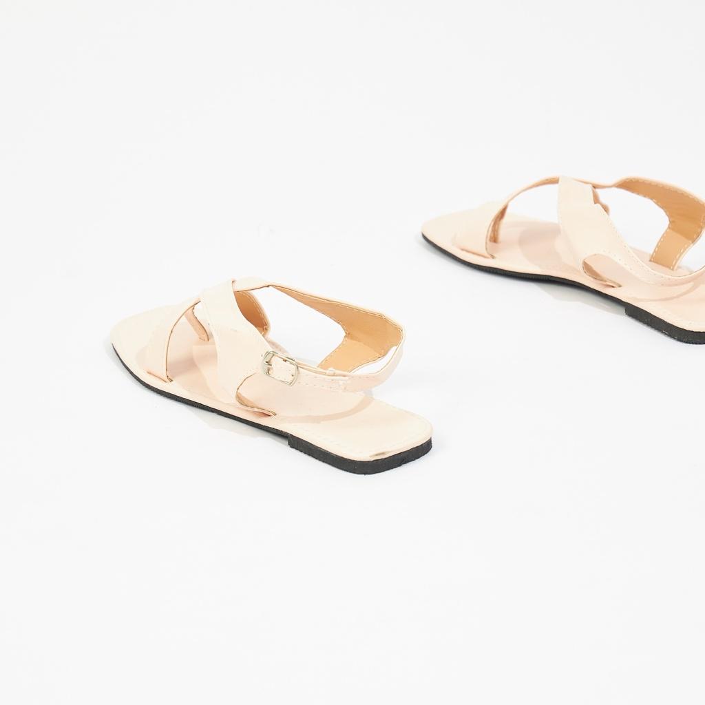 Giày Sandal Nữ MWC 2874 - Giày Sandal Xỏ Ngón Quai Chéo Cách Điệu Đế Bệt Thời Trang