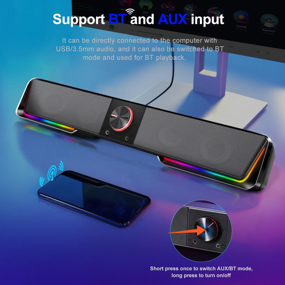 REDRAGON GS570 Darknets Hỗ trợ Bluetooth Không dây aux 3.5 loa vòm RGB cột âm thanh cho loa máy tính PC