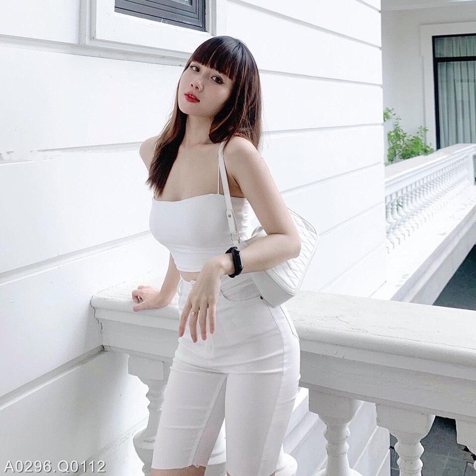 Áo 2 dây mảnh croptop JOY BABE áo hai dây nữ quai sợi bún, thun mịn co giãn, áo lót trong trắng đen trơn CROH 3