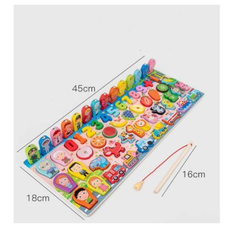 Đồ Chơi Gỗ Thông Minh - Bộ Đồ Chơi Câu Cá - Ghép Số Học Đếm 63 Chi Tiết - Free Ship Toàn Quốc