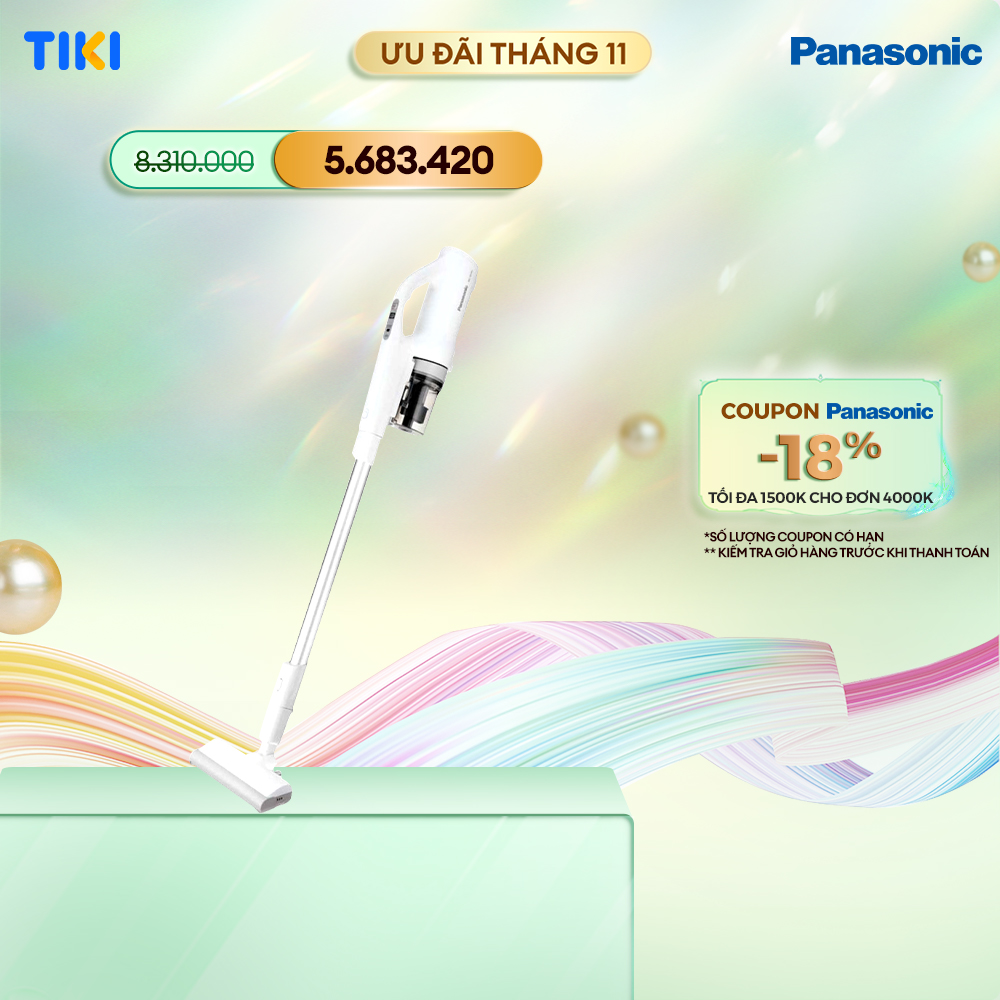 Máy hút bụi không dây cầm tay siêu nhẹ- Tích hợp cảm biến bụi mịn Panasonic MC-SB30JW049 - Hàng chính hãng