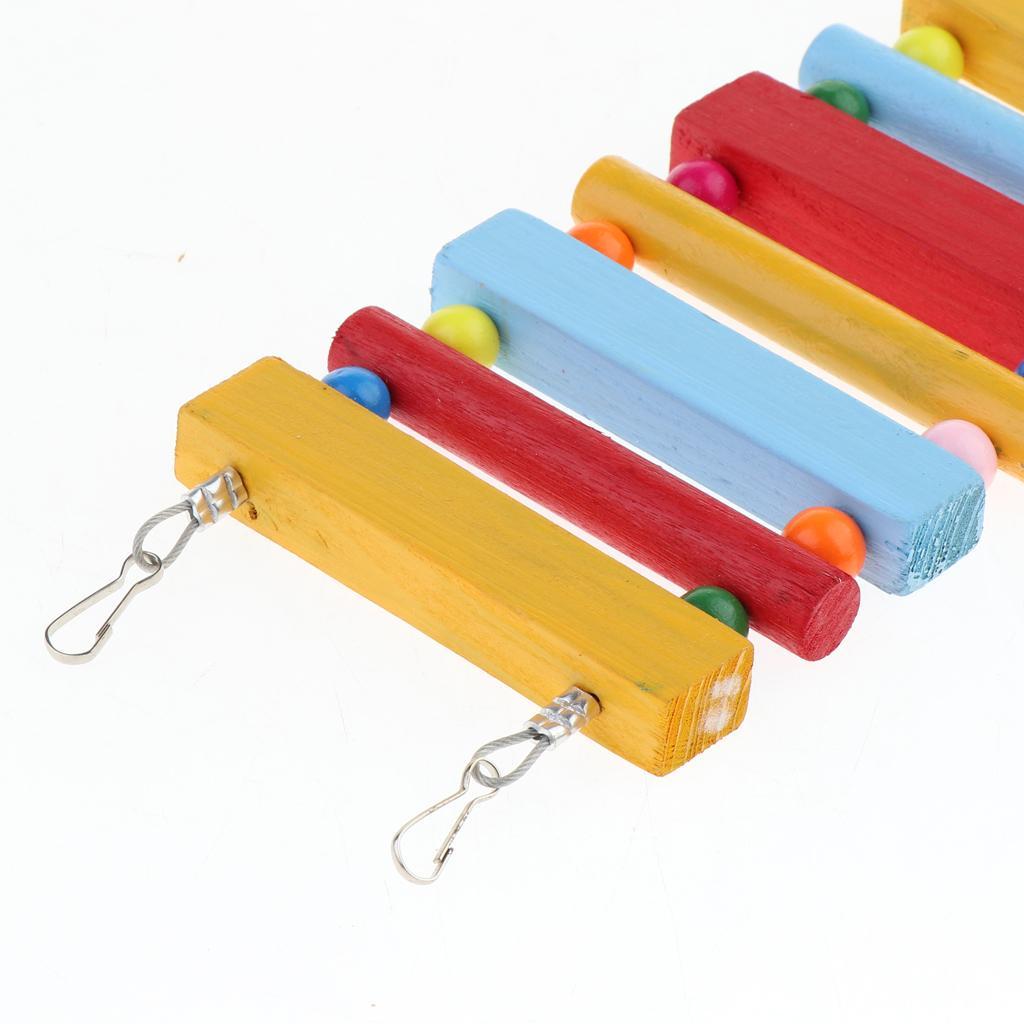 Bird Toys Wood Bird Ladder Step Parrot Ladder Swing Training Bridge Colorful
