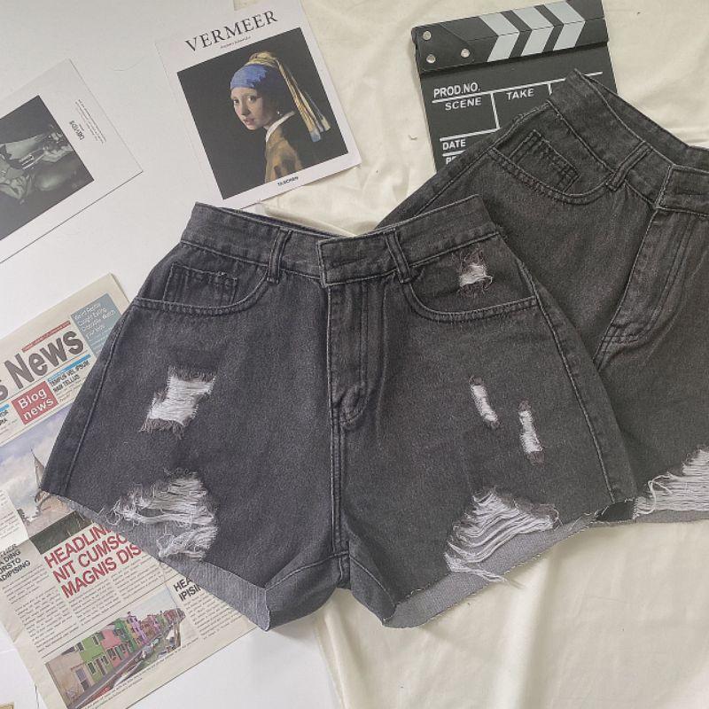 QUẦN SORT JEAN BIGSIZE XÁM ĐEN RÁCH MÃ04