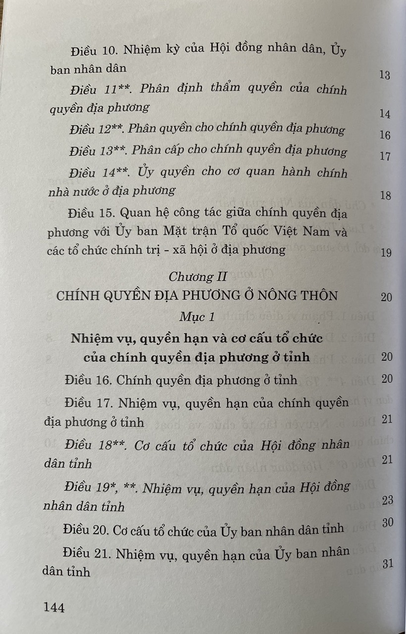 Luật Tổ Chức Chính Quyền Địa Phương  ( hiện hành ) ( sửa đổi, bổ sung  năm 2017, 2019 )