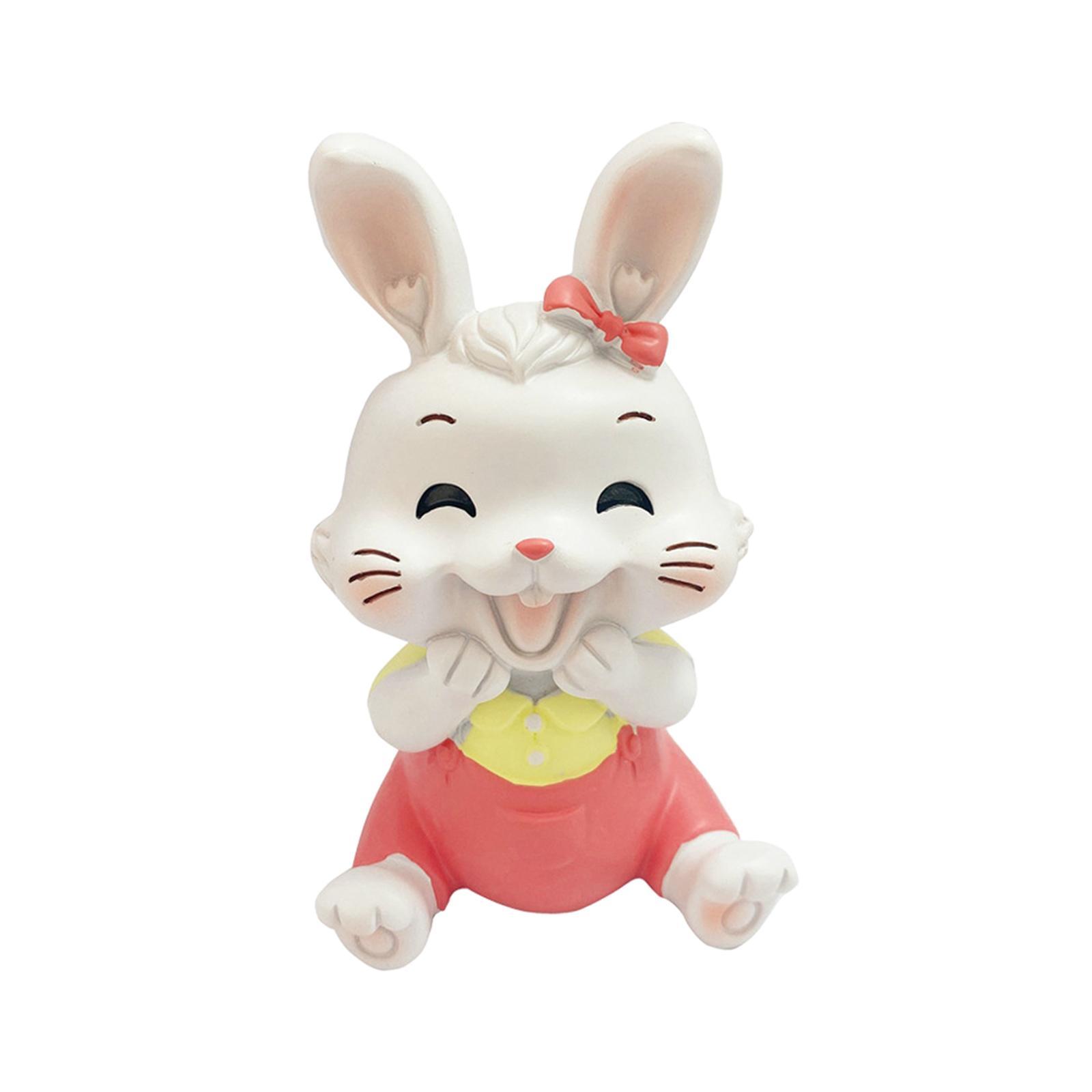 2 Rabbit Statue Animal Figures Art Sculpture for Office