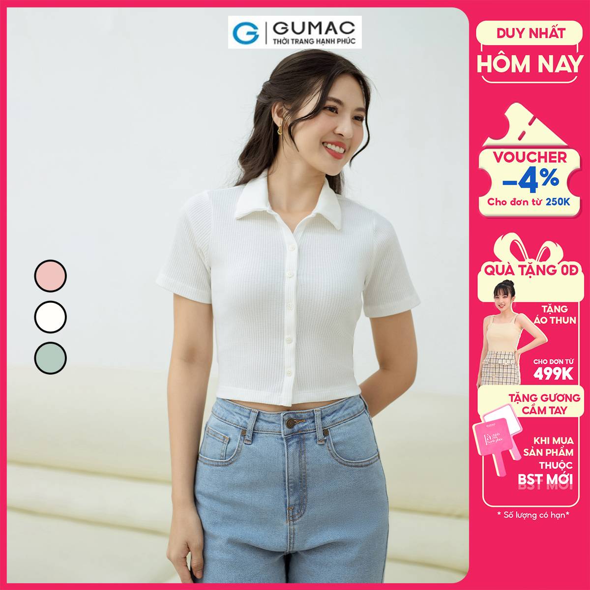 Áo thun cài nút GUMAC LATD0802