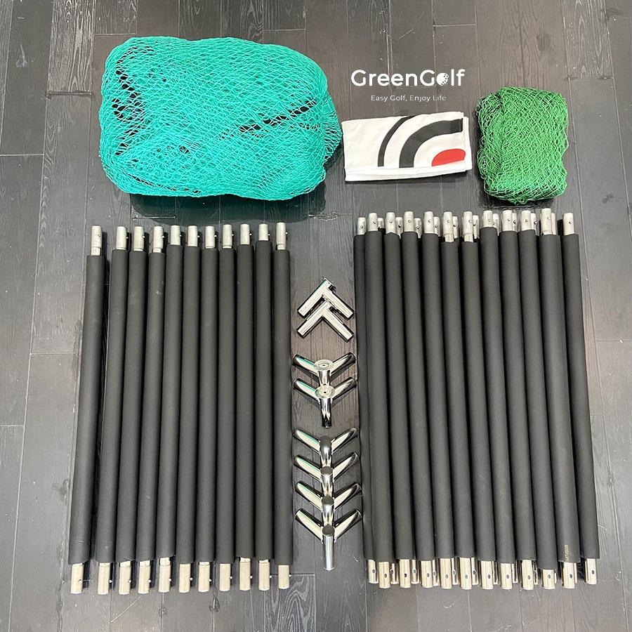 Chất Liệu INOX - Khung Lưới Tập Golf Kích Thước 3x3x3m Kèm Hồng Tâm + Lưới Giảm Chấn/ Tặng 10 Bóng/