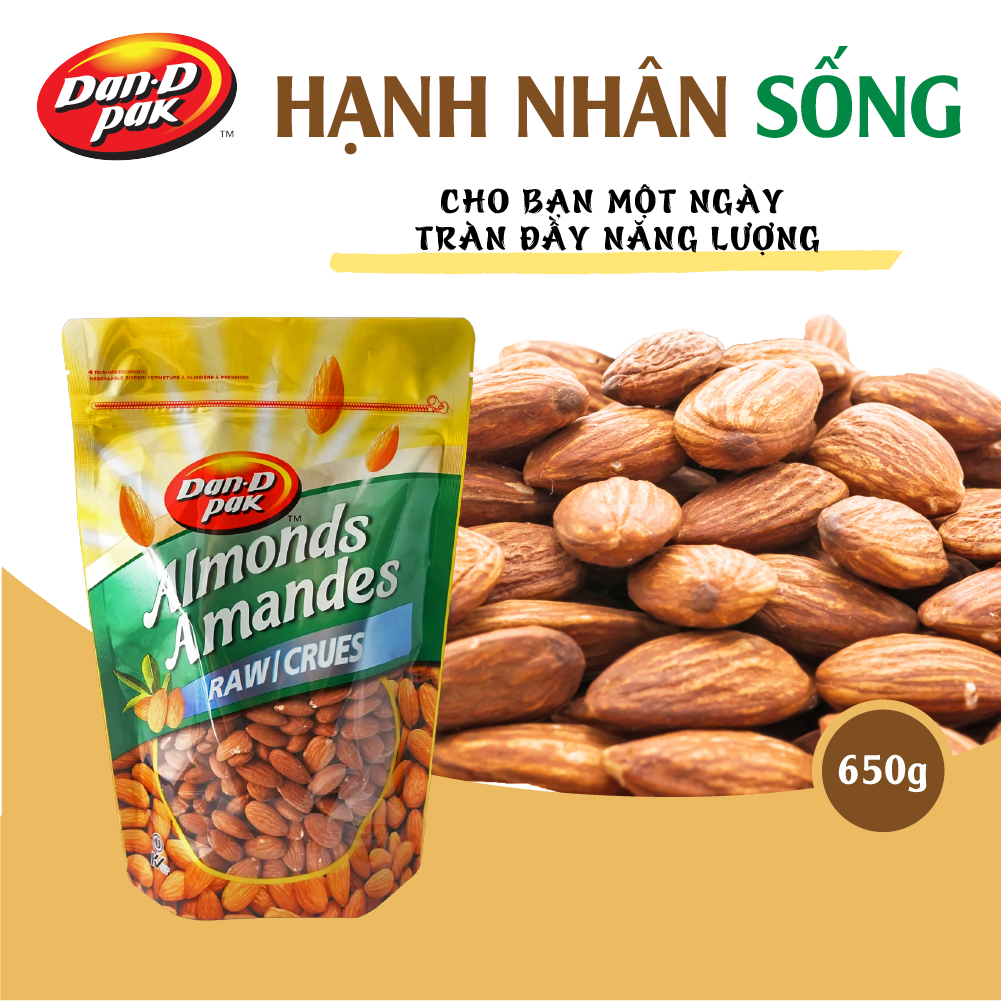 HẠNH NHÂN SỐNG MỸ ALMONDS RAW 650G