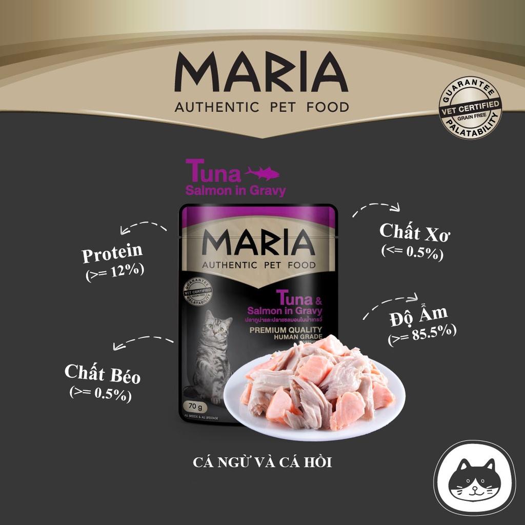 Pate cho mèo| mèo con 1-2 tháng tuổi Combo 8 gói 70g MARIA AUTHENTIC PET FOOD - thức ăn cho mèo vị thịt gà, cá hồi, cá thu, mực