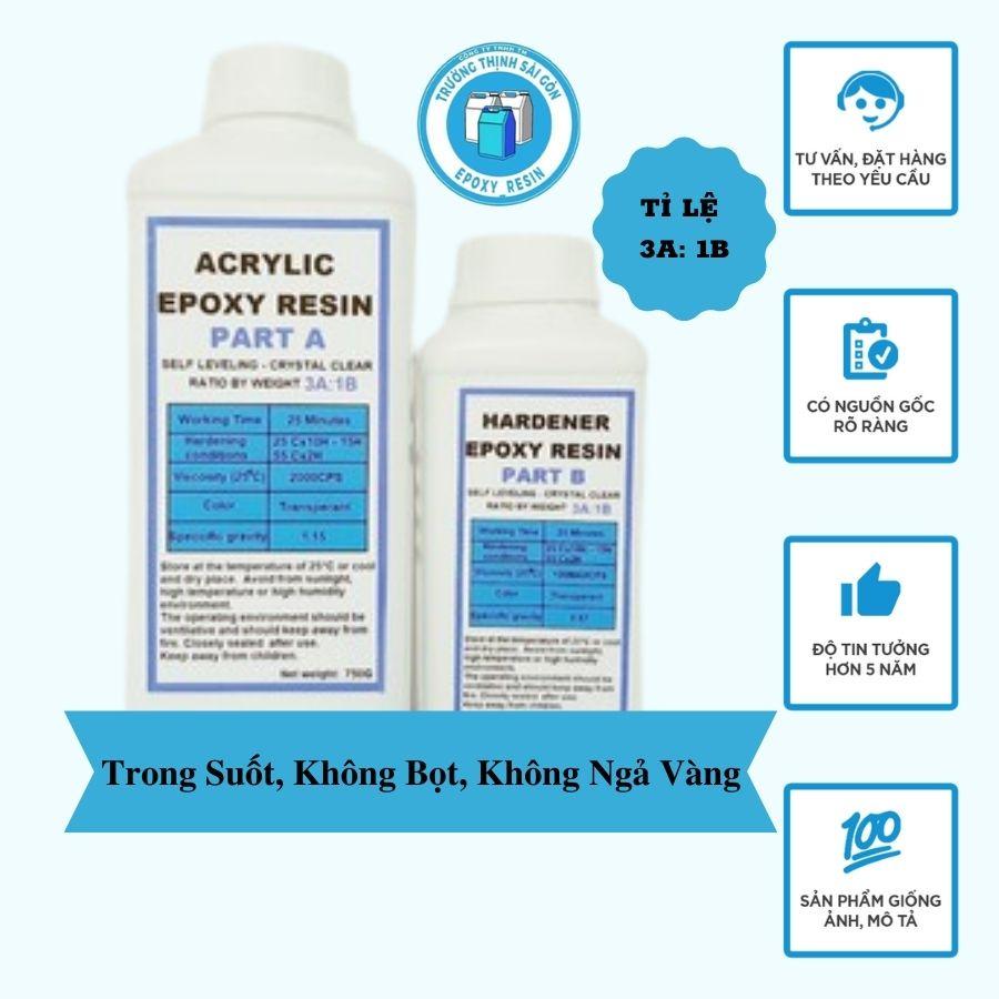 Keo Epoxy Resin Trong Suốt E68AB Loại Cứng Không Bọt Tỉ Lệ 3:1 AB - Trường Thịnh Sài Gòn