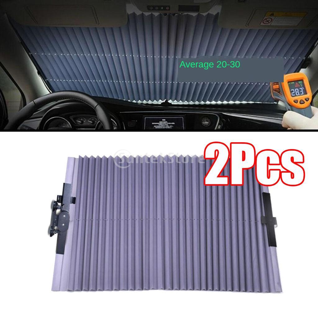 2x Universal Car Retractable Curtain Sunshade UV-proof Rear Sun Visor Cover