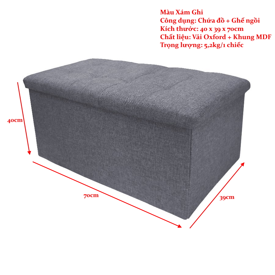 Hộp đựng đồ kiêm ghế ngồi đa năng - Ghế sofa đựng đồ gấp gọn cứng cáp tiện lợi có chọn size, hàng chính hãng miDoctor