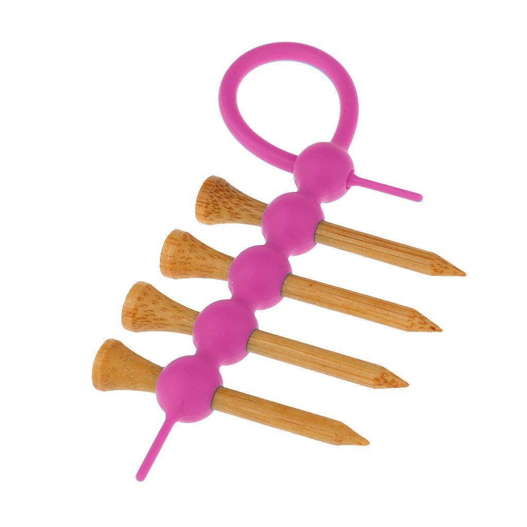2Pcs Mini Golf Tee Holder Tool Carrier Clip And 8 Pieces Wood Golf Tees Set