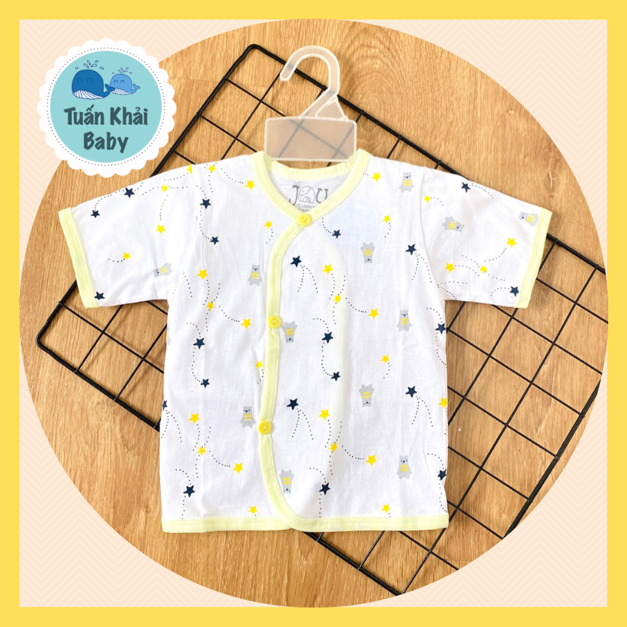 Set 5 áo sơ sinh cotton Tay Ngắn cài Xéo Họa Tiết JOU-Tomtom Baby cho bé trai, bé gái