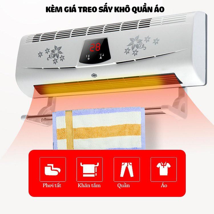 Máy sưởi để bàn treo tường️Dilipu BPT-4502️ hiển thị nhiệt độ 3 mức nhiệt kèm thanh phơi đồ điều khiển từ xa