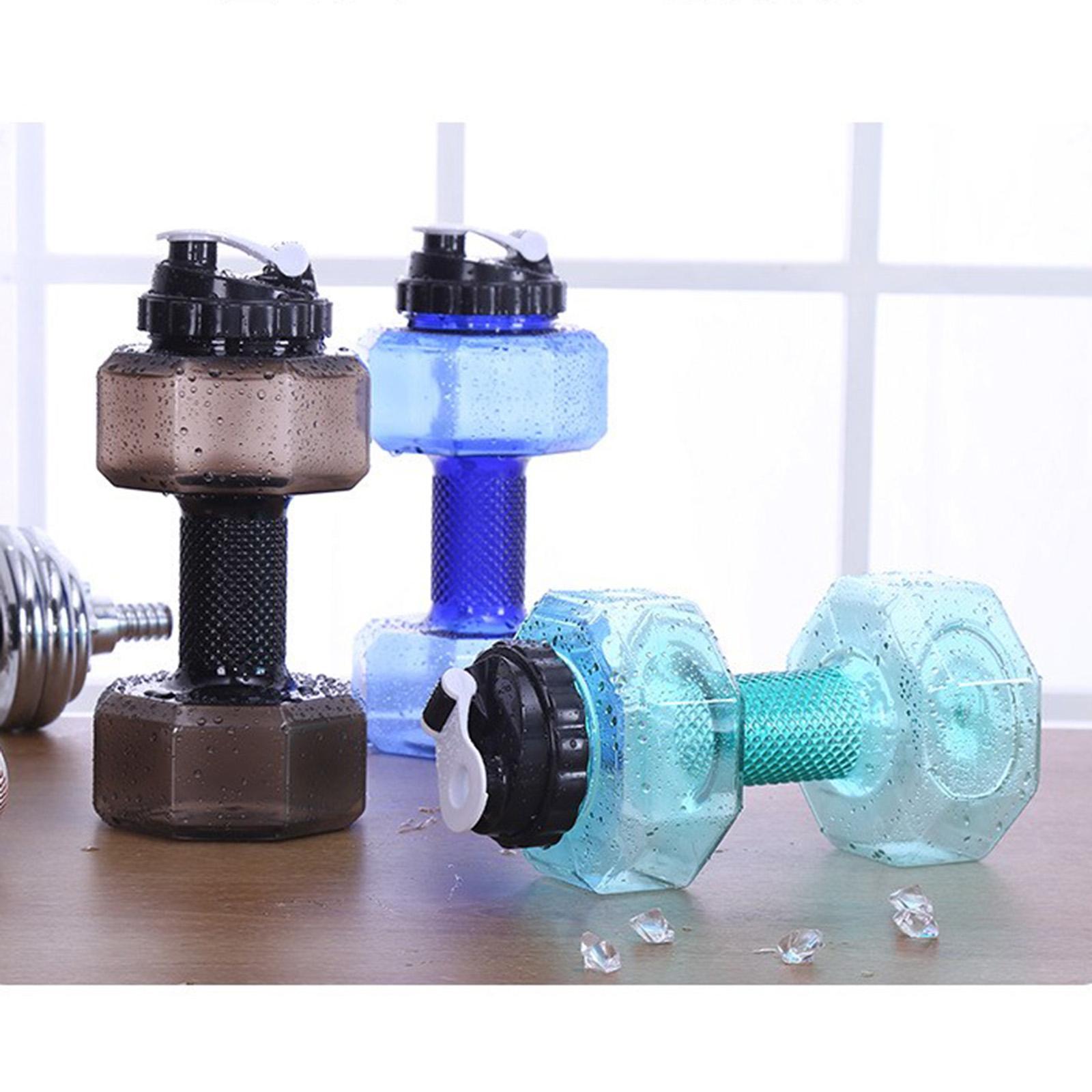 2x Dumbbell Bottle,Large Durable Portable Water Bottle Clear Camping Kettle Jug Cycling Barbell