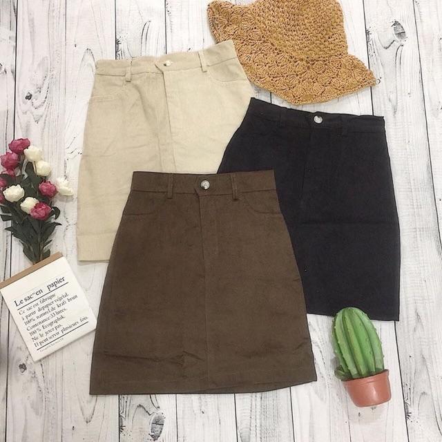 Chân váy kaki nhung