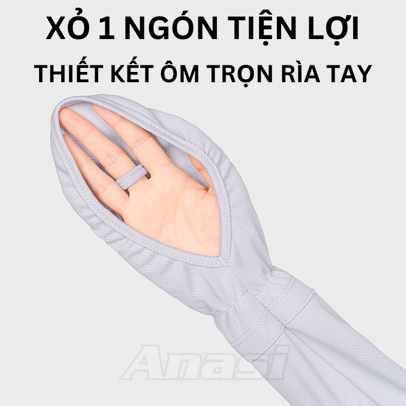 Găng tay chống nắng nữ Anasi LO32 dài tay | Xỏ ngón tiện lợi | Free size | Bao tay chống nắng lái xe