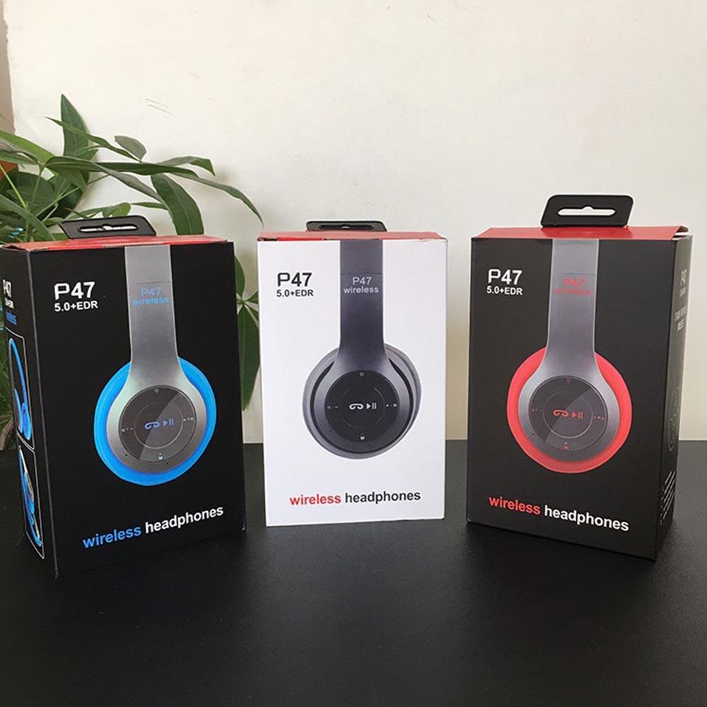 Tai Nghe Chụp Tai Bluetooth P47 không dây có micro, khe cắm thẻ nhớ âm thanh bass cực ấm êm tai