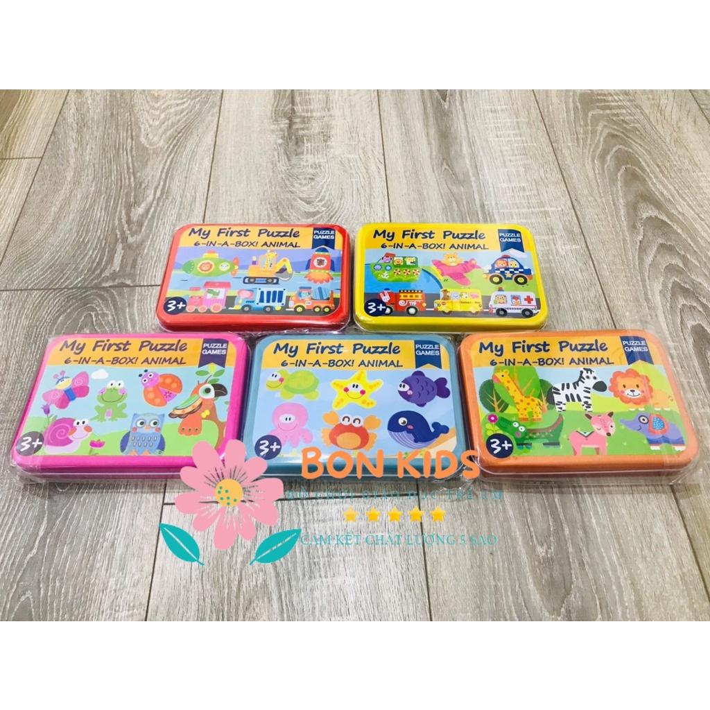 Đồ chơi hộp tranh xếp hình 6 in 1 Puzzle 3-6 miếng cho bé - Đồ chơi giáo dục thông minh cho bé