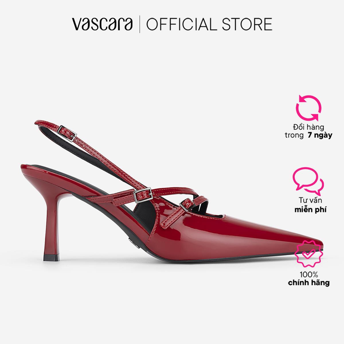 Vascara Giày Slingback Cao Gót Strappy Phối Buckle - BMN 0706
