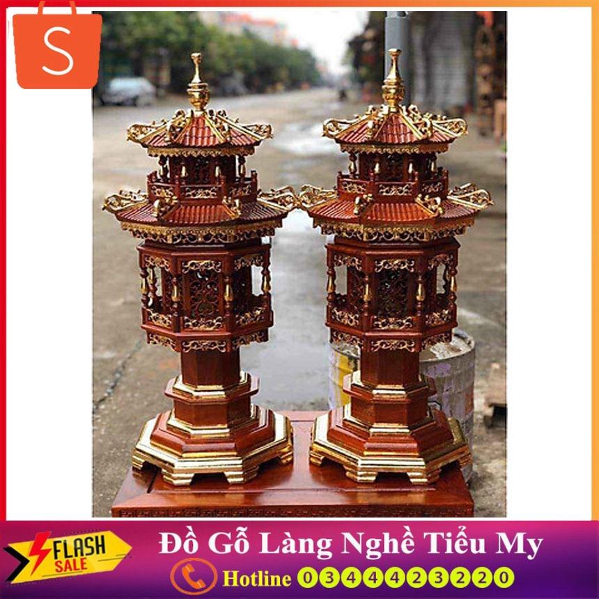 Siêu phẩm 2 đèn thờ gỗ hương ta cao cấp - 30 x 30 ( cao 61+ 71+81 cm)